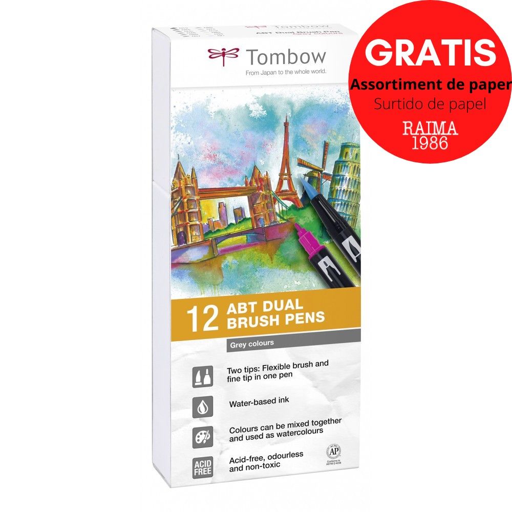 ESTOIG DUAL BRUSH-PEN GREY 12 U