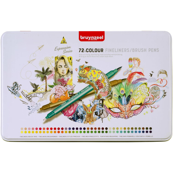 Set de 72 retoladors de punta fina i puntapinzell