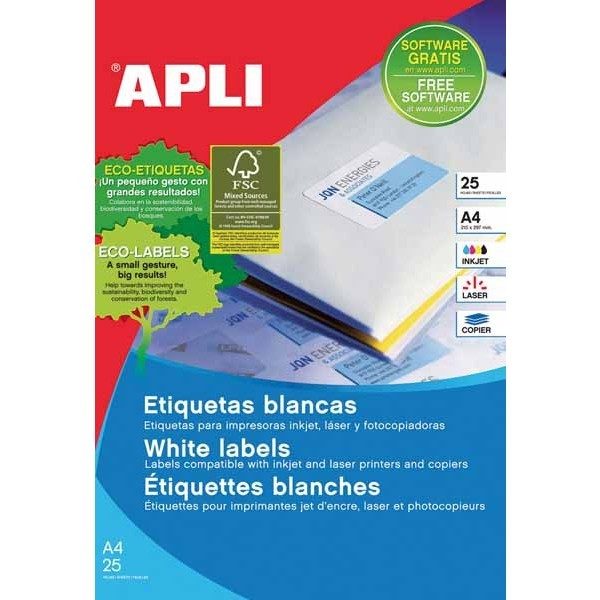 WHITE ADH LABEL PAPER SHEETS 25 A4