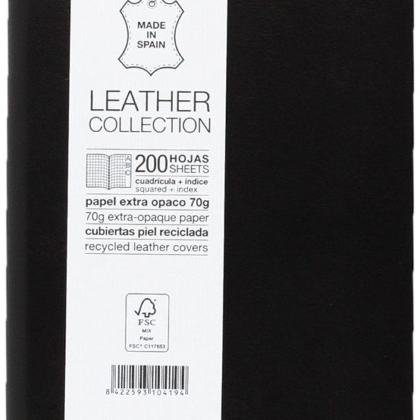 INDEX A6 RUBBER LEATHER NOTEBOOK SQUARE 200 SHEETS BLACK