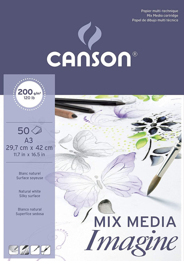 BLOC DE DIBUIX CANSON MIX MEDIA IMAGINE A3 200GR