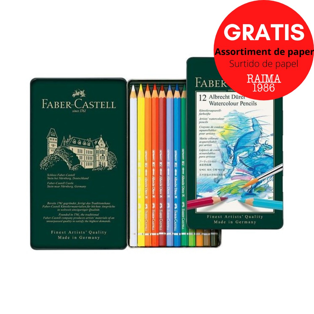 Lápices Acuarelables Lata x 12 Colores Albrecht Dürer Faber Castell (2215)  – Improstock