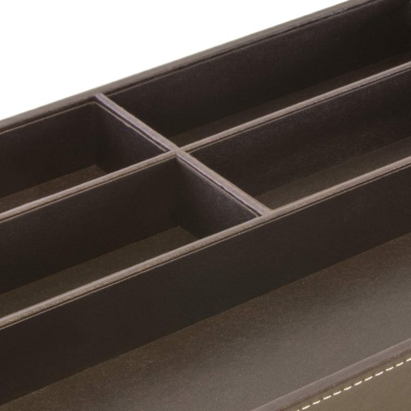 LARGE BROWN LEATHER PENCIL TRAY