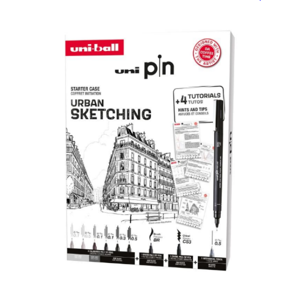 Set d'Iniciació Urban Sketching Uni Pin 8 peces