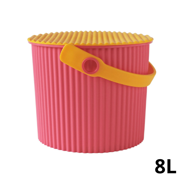 Cubell rodó amb nansa rosa i tapa taronja 8L
